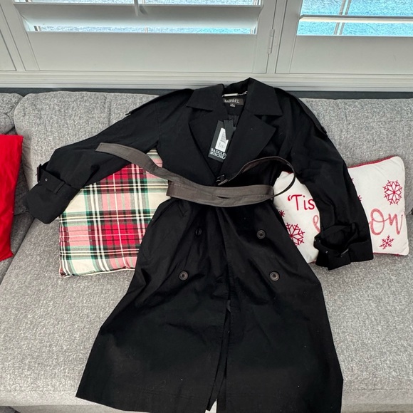 Badgley Mischka Black Trench Coat - Picture 6 of 9